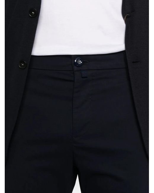 Jacob Cohen Blue Night Cotton Blend Tapered Leg Trousers With Logo Patch On The Back for men