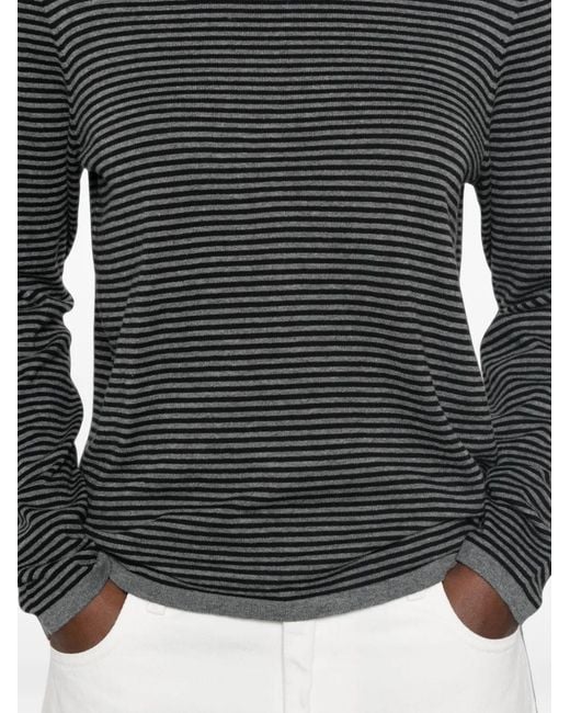Yerse Black Striped Cotton T-Shirt
