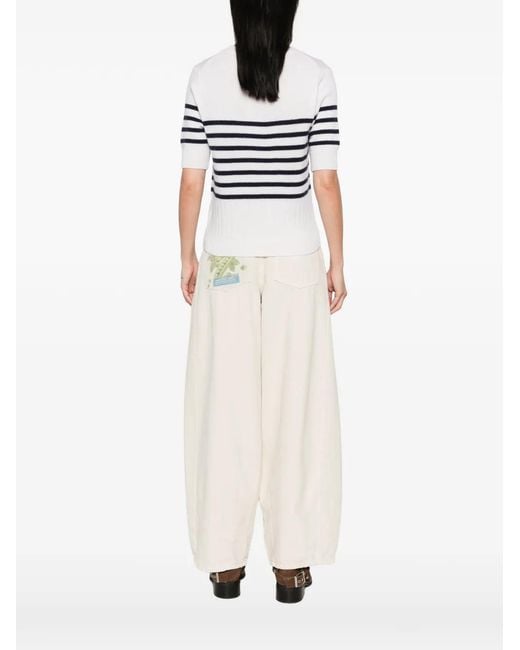 EMERSON RENALDI White Striped Short-Sleeve T-Shirt