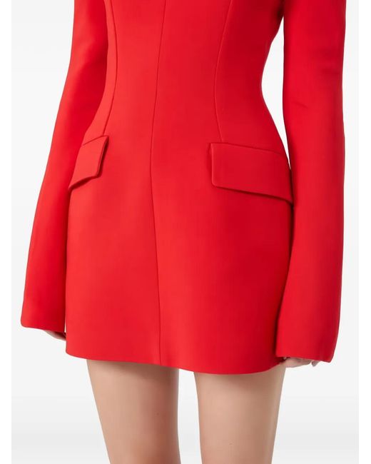 Sportmax Red Tefrite High-Neck Flap-Pocket Dress