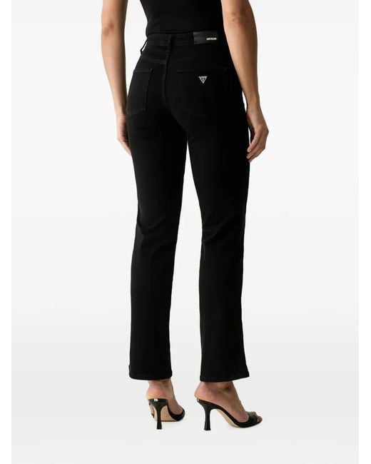 Guess Black Logo-Patch Flared Jeans