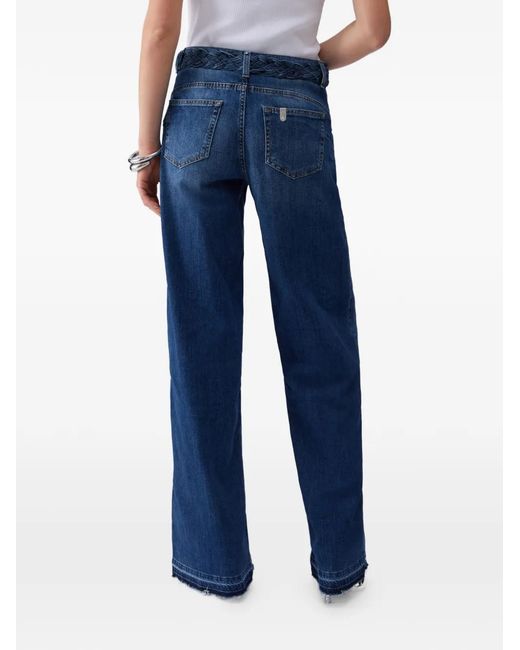 Liu Jo Blue Braided-Belt Flared Jeans