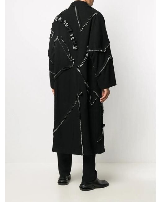 Yohji Yamamoto Black Textured Trim Coat for men