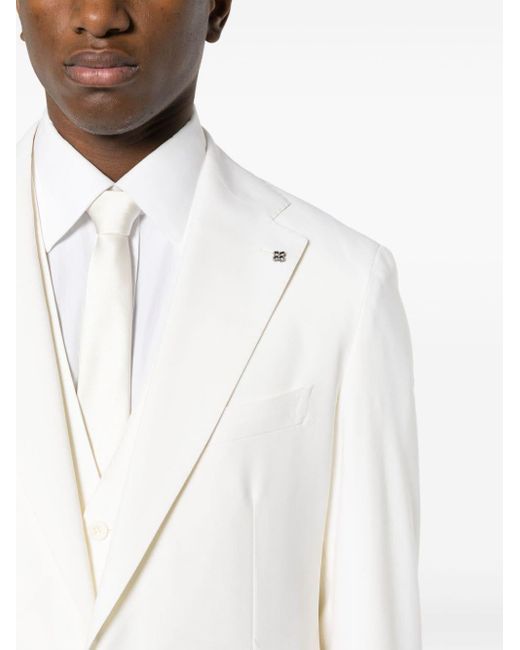 Tagliatore White Single-breasted Virgin-wool Suit for men