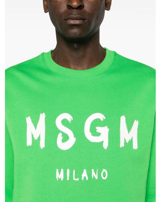 MSGM Green Logo-print Cotton Sweatshirt for men