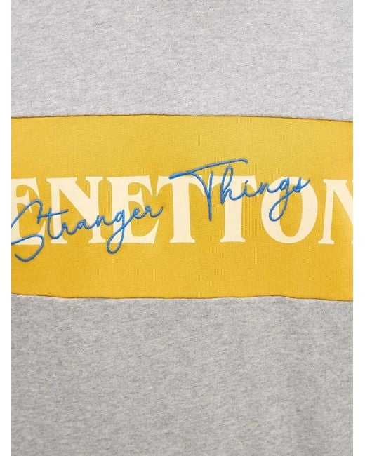 Benetton Gray X Stranger Things Logo-Embroidered Sweatshirt