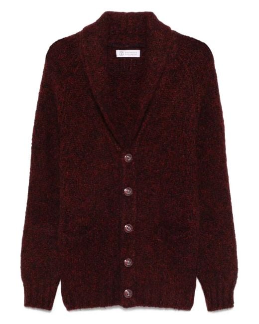 Brunello Cucinelli Purple Button-Front Shawl-Collar Cardigan for men