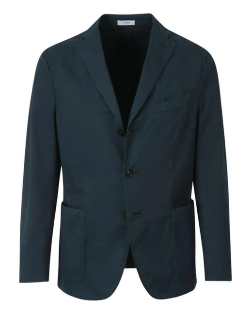 Boglioli Blue Single-Breasted Blazer for men