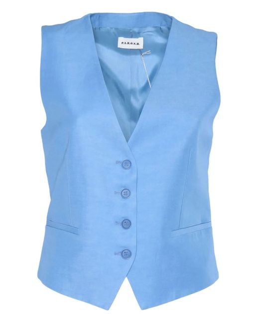 P.A.R.O.S.H. Blue Button-Fastening Waistcoat