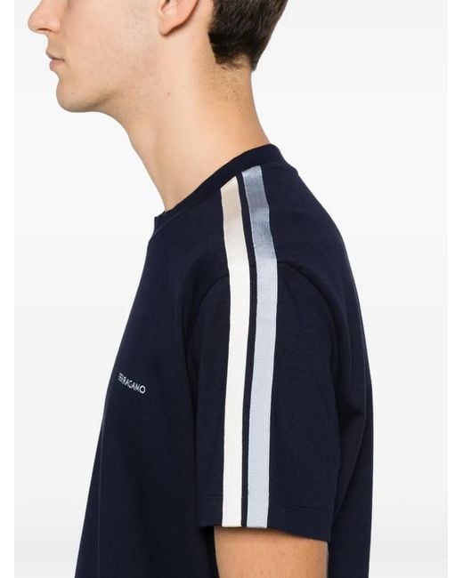Ferragamo Blue Stripe-Detail T-Shirt for men