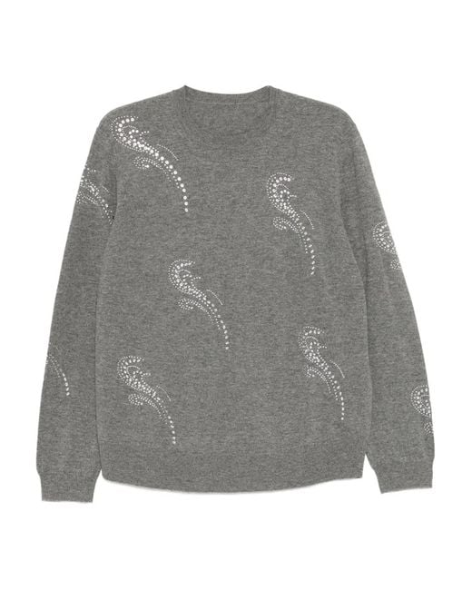 JNBY Gray Crystal-Embellished Sweater