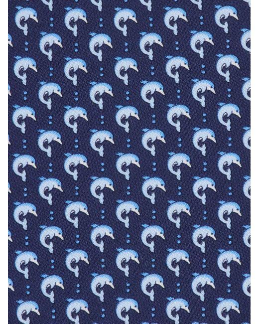 Ferragamo Blue Dolphin-print Silk Tie for men