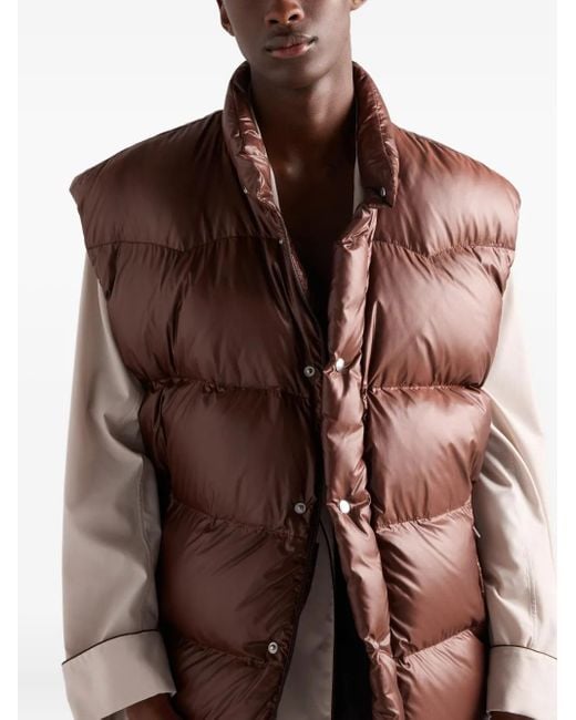 メンズ Prada キルティング ベスト Brown