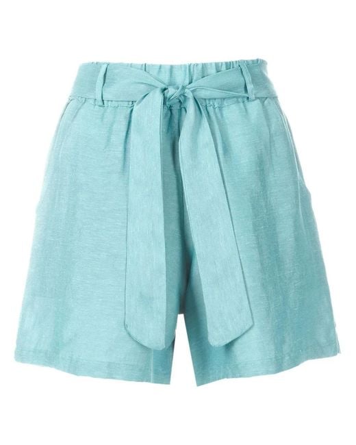 Amir Slama Blue Belted Elasticated Short Shorts