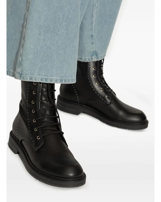 Max Mara Black Lace-Up Combat Boots