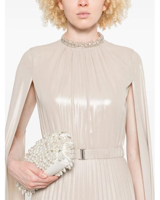 Nissa White Cape-Design Maxi Dress