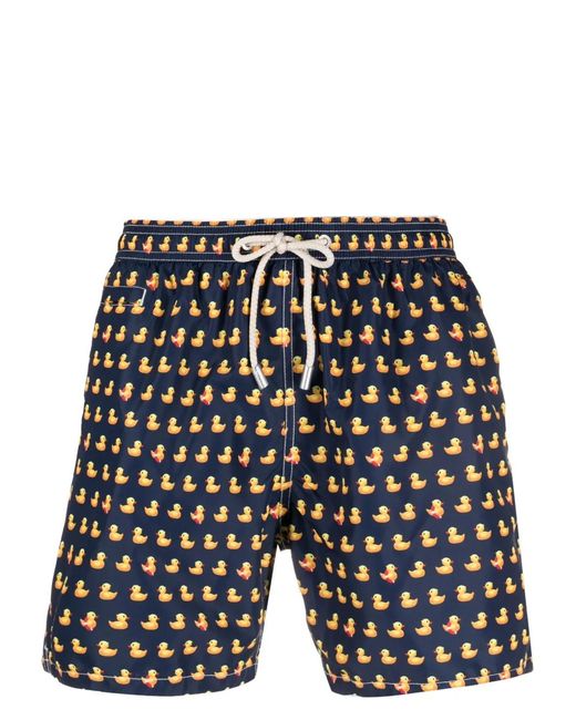 Mc2 Saint Barth Black Lighting Animal-Print Swim Shorts for men