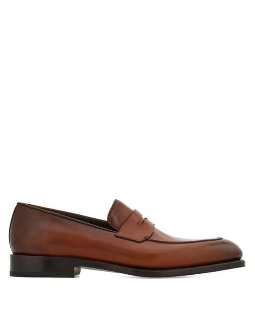 Ferragamo Brown Tramezza Penny Loafers for men
