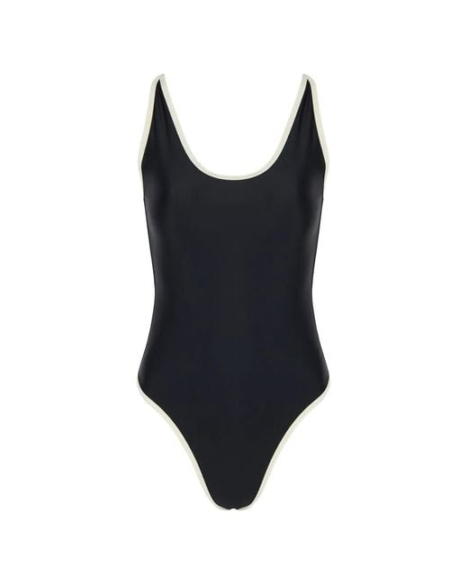 SOLAQUA Black Swim Ii Piping-Detail Swimsuit