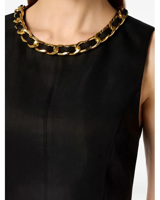 Elisabetta Franchi Black Jewel Chain Cropped Top