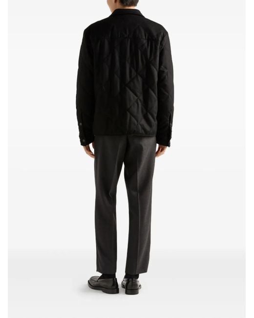 メンズ Prada キルティング カシミアシャツ Black