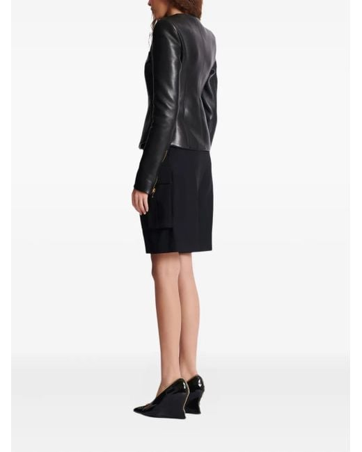 Balmain Black Kurze Jacke Aus Lammleder
