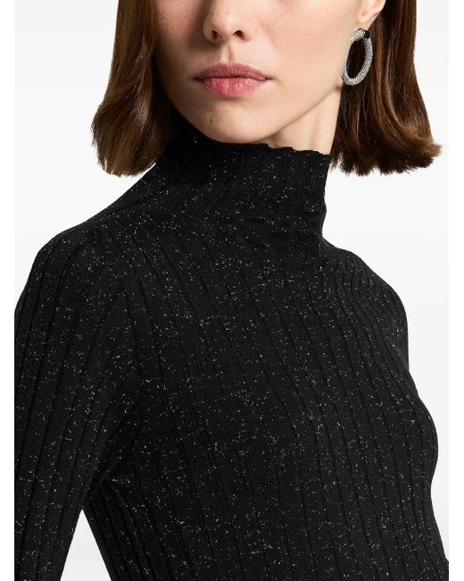Peserico Black Gerippter Strick mit Stehkragen