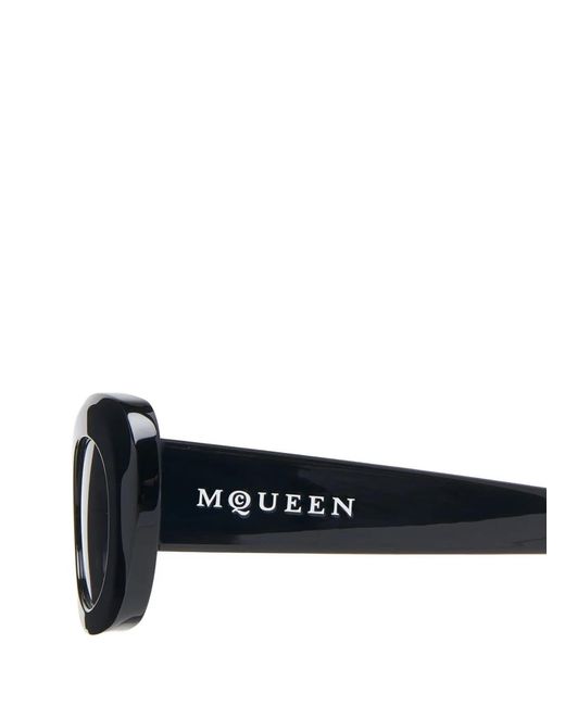 McQueen Black Oval-Frame Sunglasses