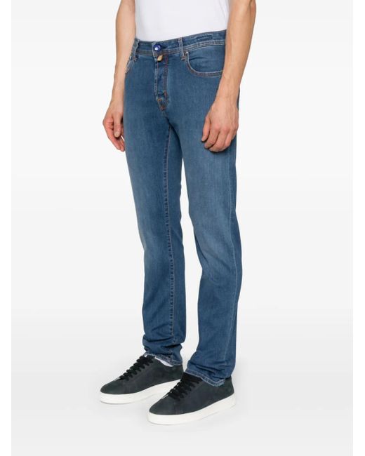 Jacob Cohen Blue Logo-Patch Jeans for men