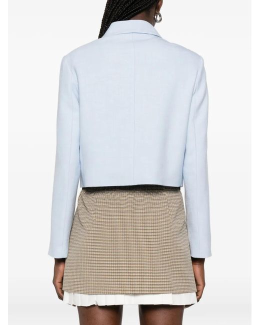 Maje Blue Front-Pocket Button-Fastening Jacket