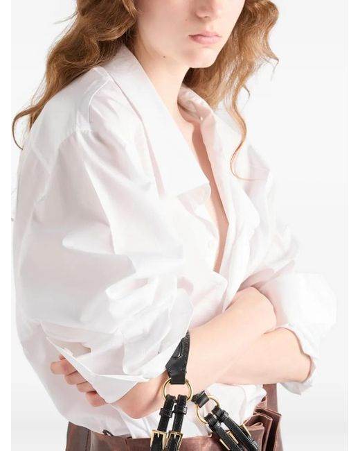 Prada Popeline Blouse Met Knoopsluiting in het White