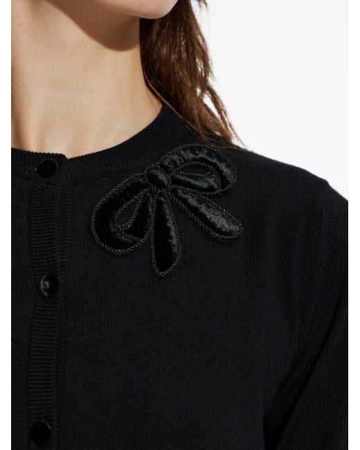Valentino Garavani Blue Bow-Embellished Cardigan