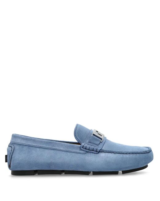 Mocassins En Daim Versace pour homme en coloris Blue