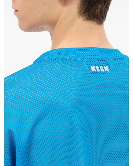 MSGM Blue T-Shirt Imprimé À Manches Longues for men