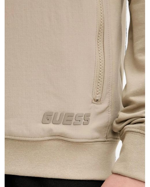 Guess Natural Zip-Up Panelled Sweater for men