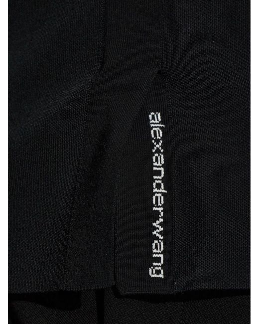 Alexander Wang Black Long-Sleeve Polo-Collar Blouse