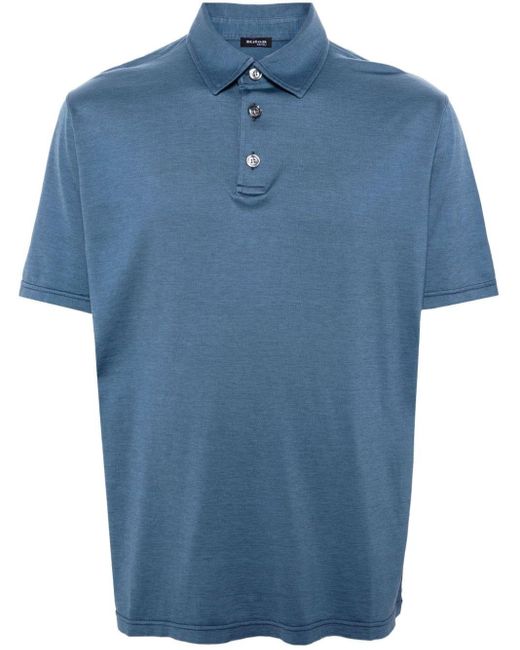 メンズ Kiton Silk-blend Polo Shirt Blue