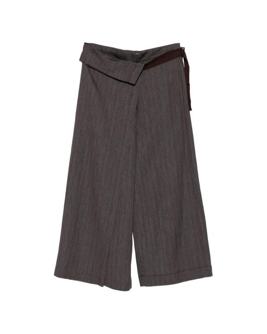 Alysi Gray Draped-Panel Trousers