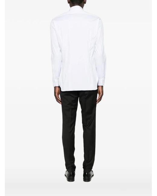 Barba Napoli White Spread-Collar Long-Sleeve Shirt for men