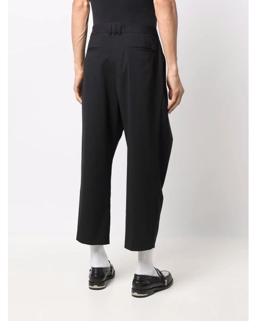 Balmain Blue Draped Straight-Leg Cropped Trousers for men