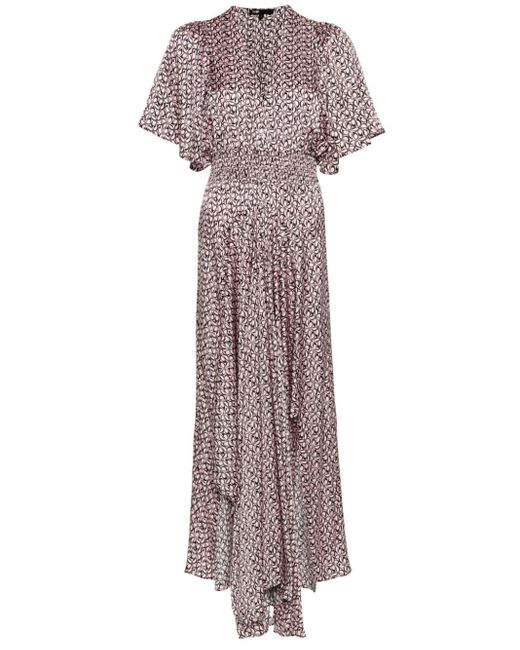 Maje Purple Geometric-print Maxi Dress