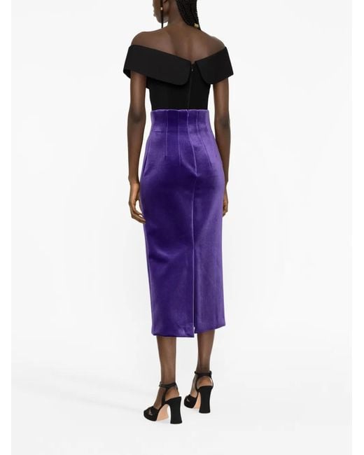 Philosophy Di Lorenzo Serafini Purple Velvet Midi Pencil Skirt
