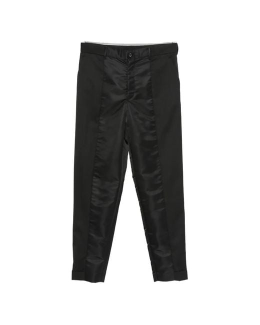 Undercover Black Satin-Panel Tailored Trousers for men
