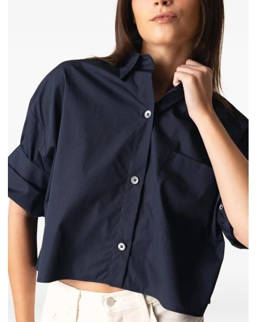 Twp Blue Superfine Pocket Cropped Shirt