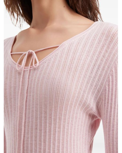 B+ AB Pink Tie Ribbed Top
