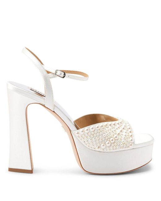 Badgley Mischka White 90Mm Bryleigh Satin Sandals