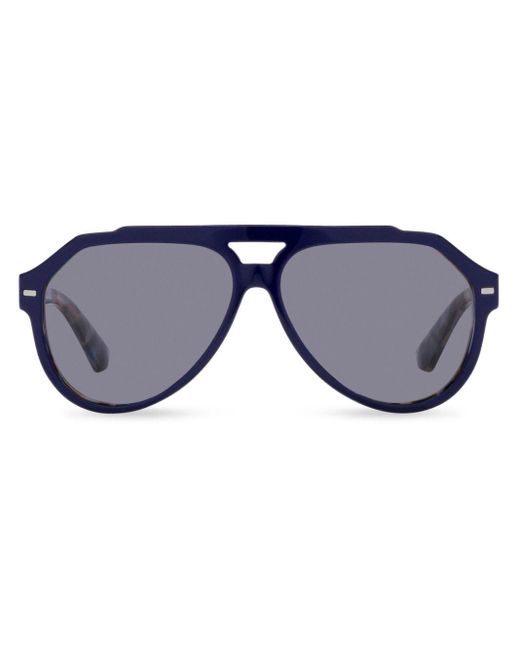 Dolce & Gabbana Blue Lusso Sartoriale Pilot-frame Sunglasses for men