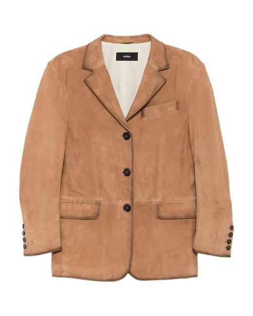 Arma Brown Suede Button-Detail Jacket