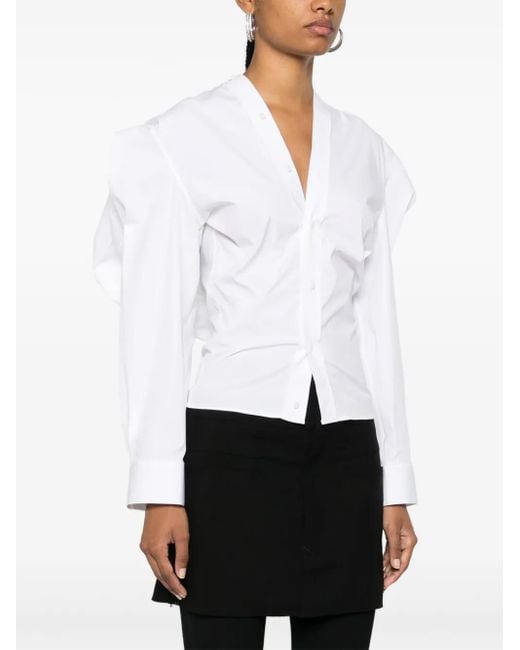 ALAINPAUL White Stretch-Cotton Poplin Button-Down Shirt
