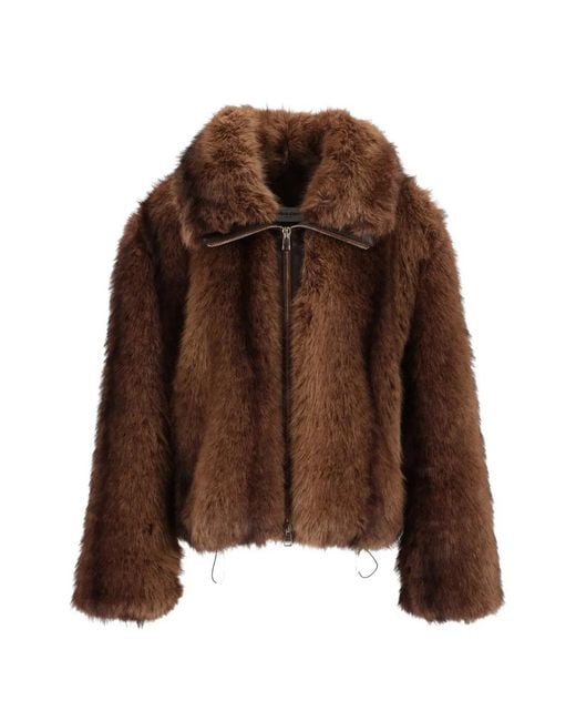 Al Duca D'aosta Brown Zip-Up Faux-Fur Jacket
